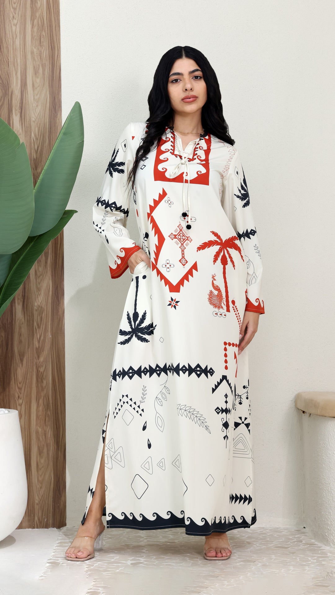 white kaftan dress