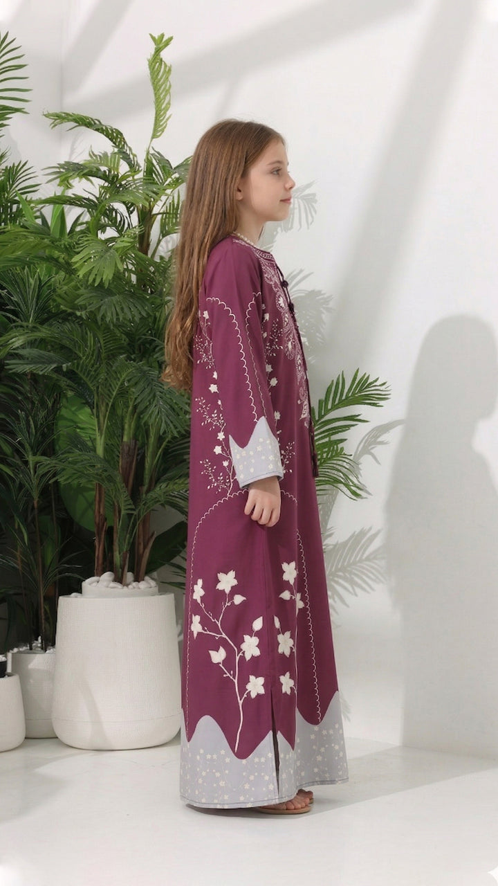 Orienra Claret Kids Kaftan Dress