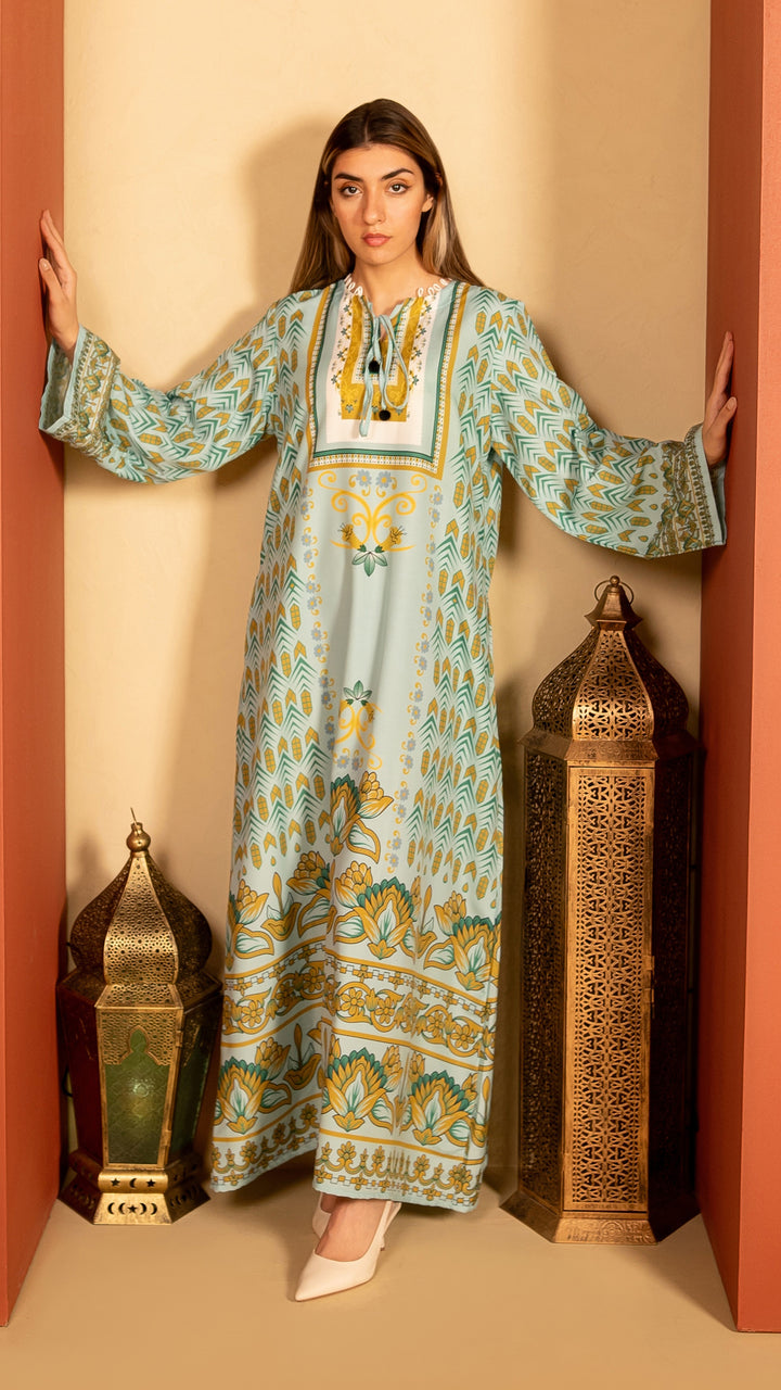 Verdant Dawn Kaftan Dress