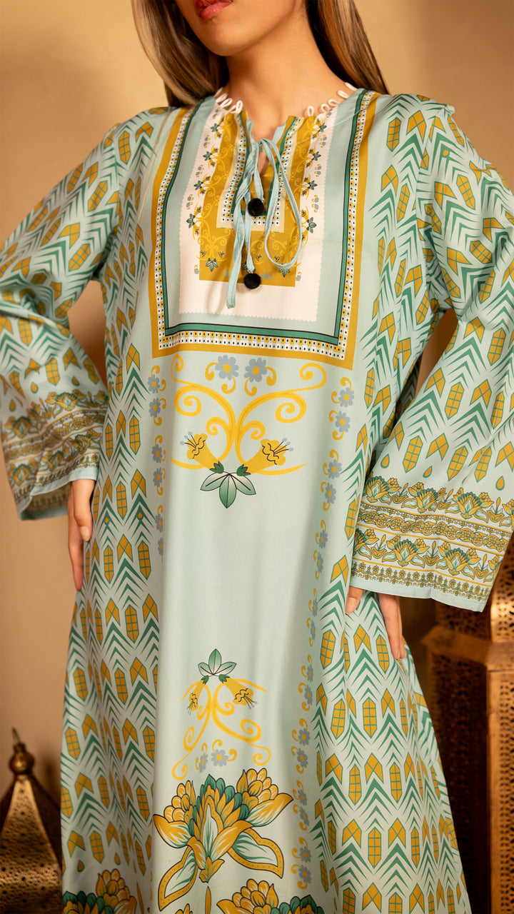 Verdant Dawn Kaftan Dress