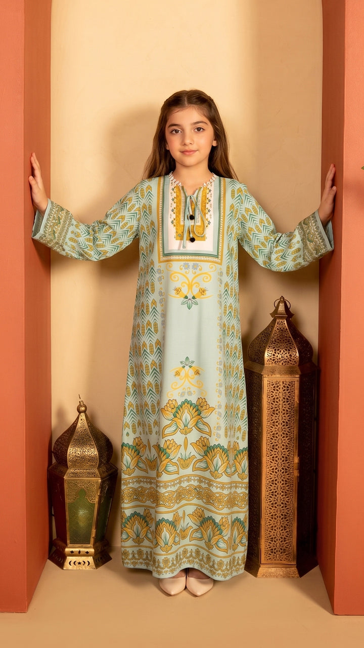 Verdant Dawn Kids Kaftan Dress