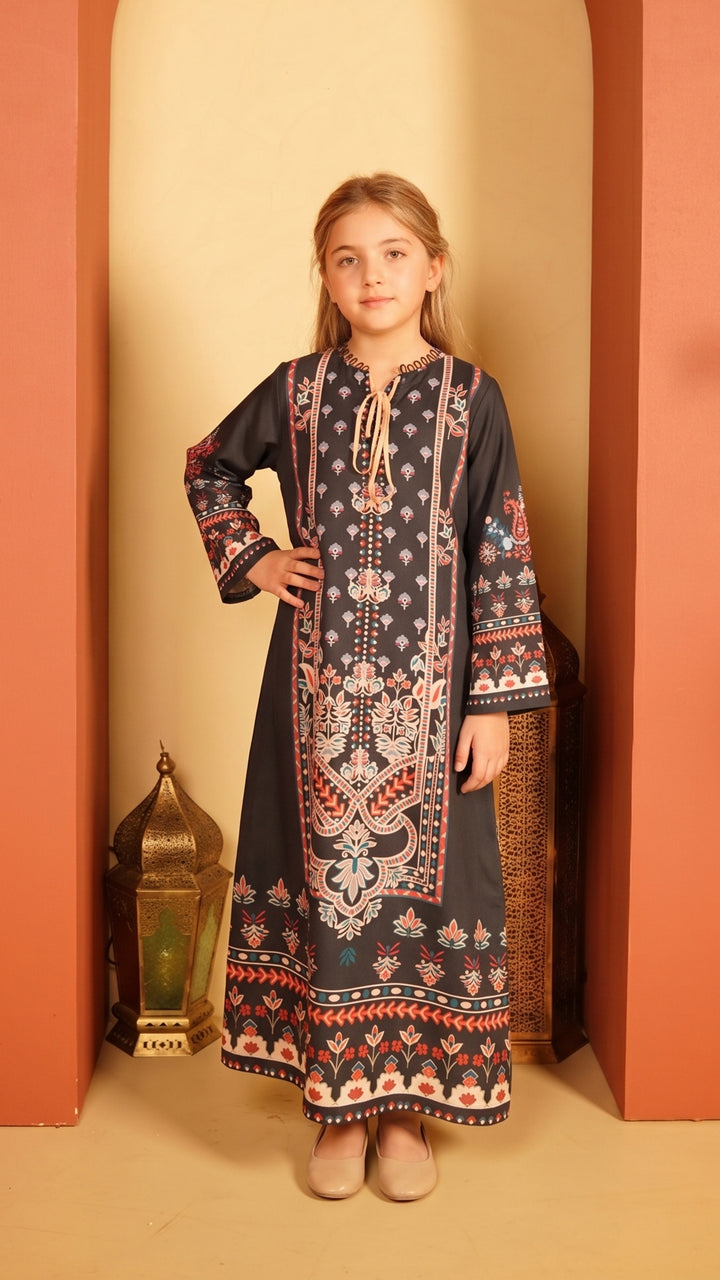 Onyx Ornament Kids Kaftan Dress