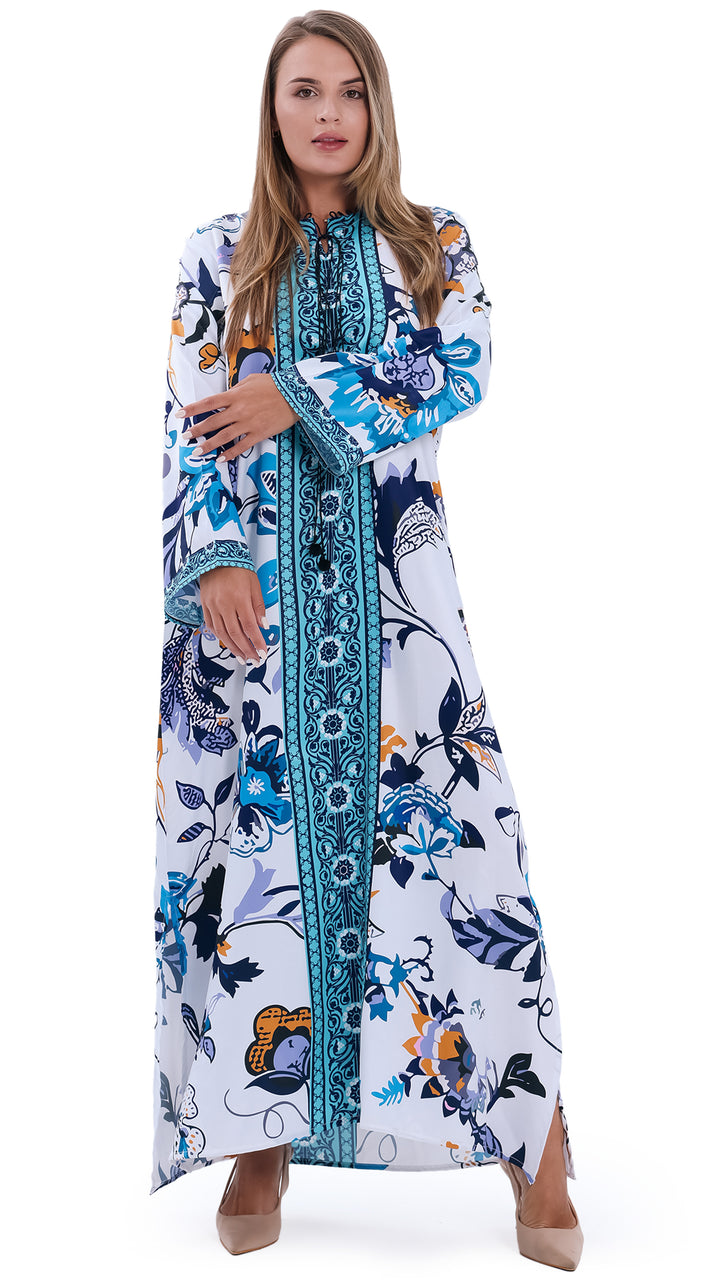 Sapphire Bloom Kaftan Dress