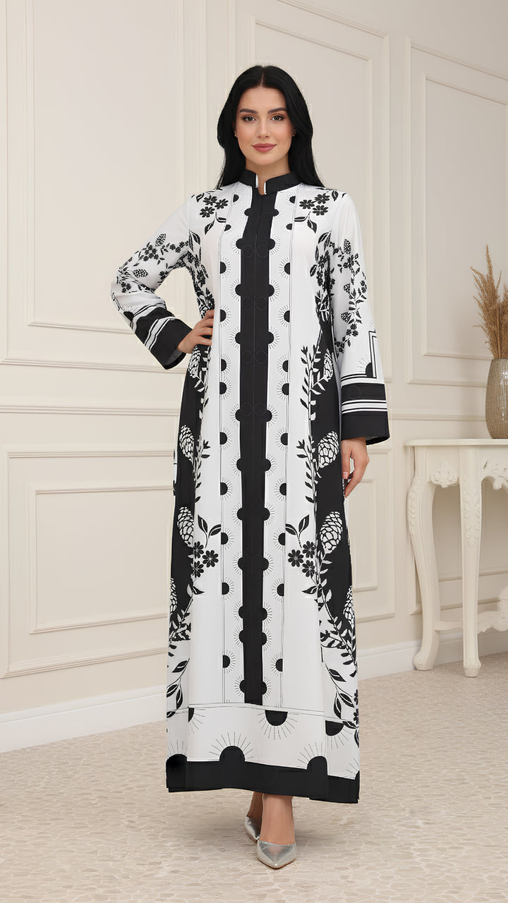 black and white jalabiya dress for women and girls in UAE