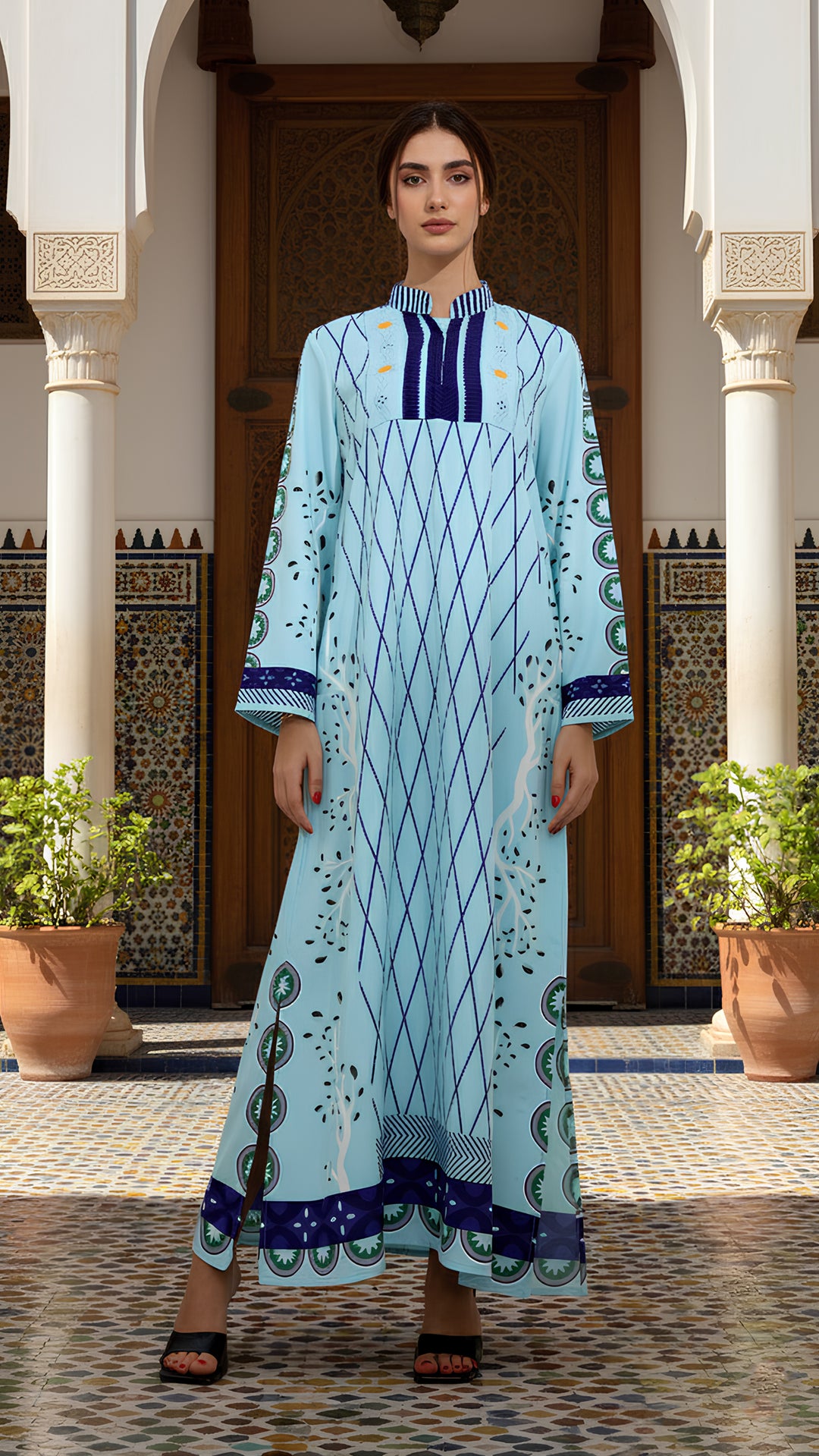 blue jalabiya dress for females