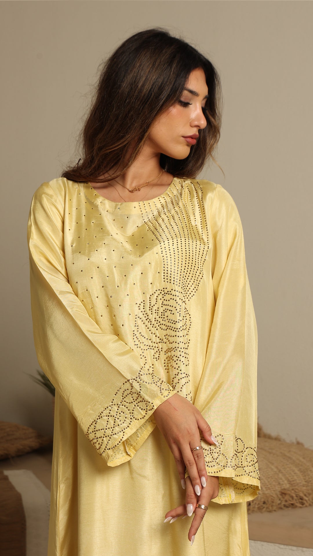 Elvaria Tussar Silk Kaftan Dress