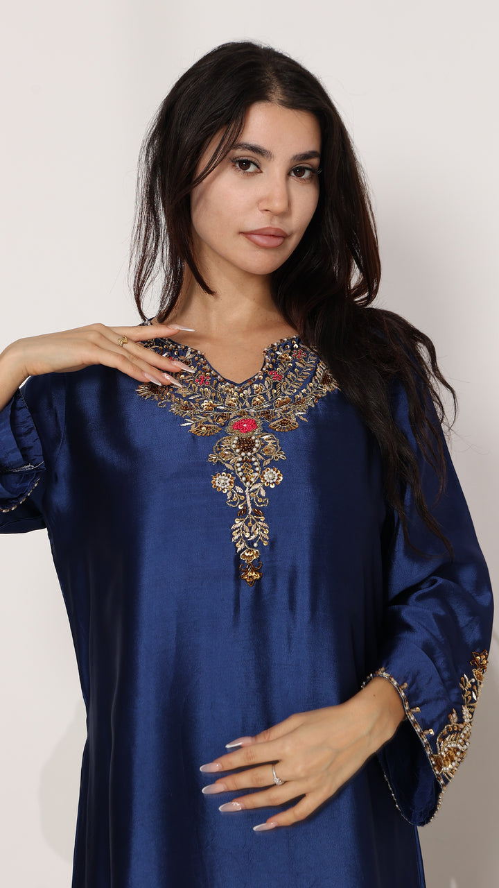 Sapphira Premium Lustrous Silk Kaftan