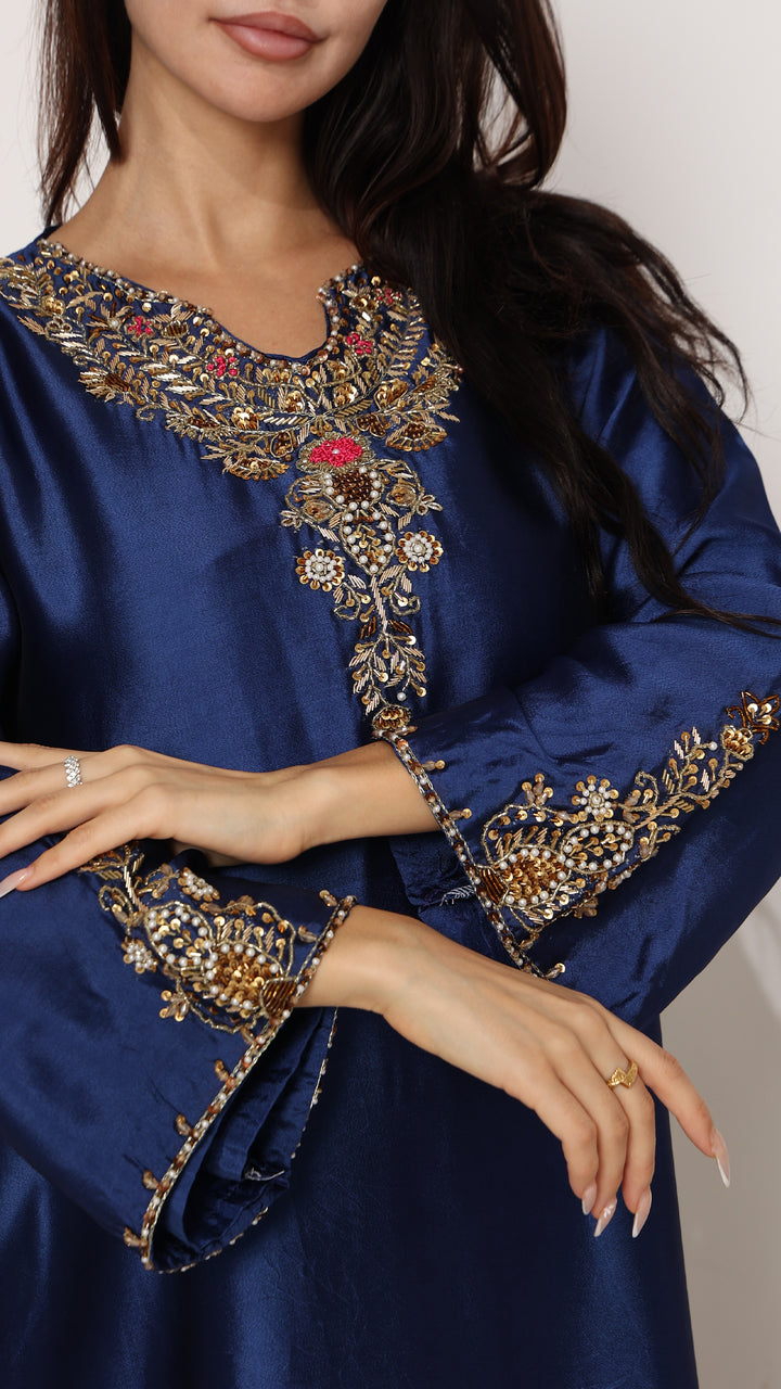 Sapphira Premium Lustrous Silk Kaftan