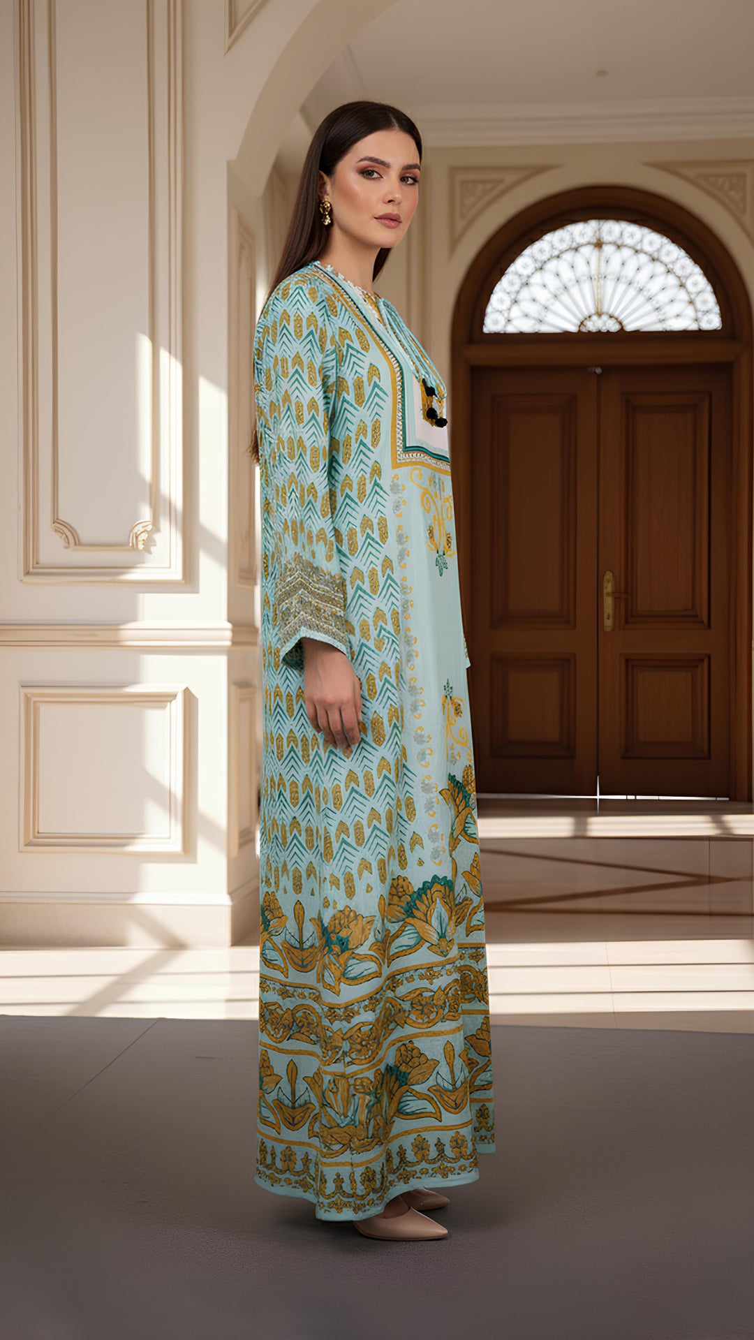 Verdant Dawn Kaftan Dress