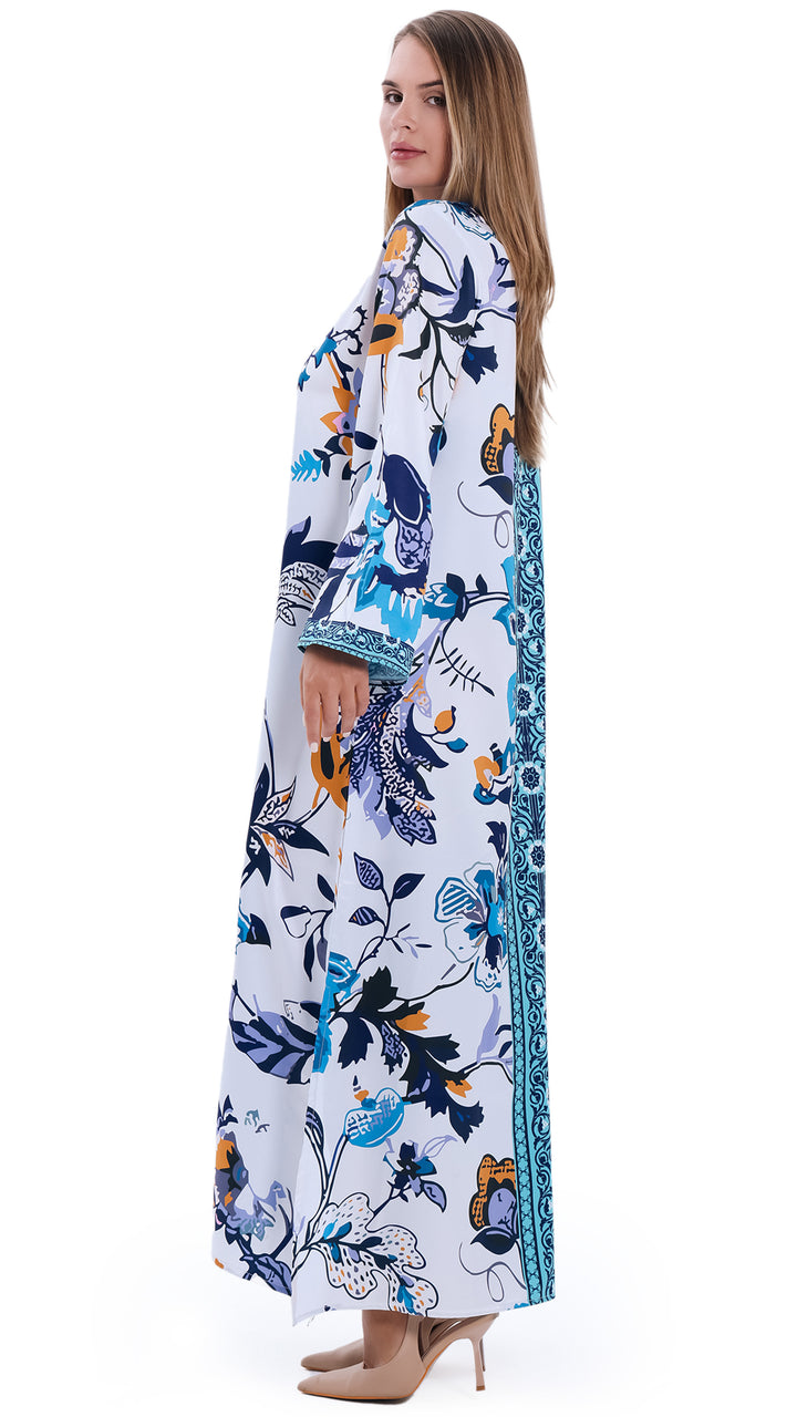 Sapphire Bloom Kaftan Dress