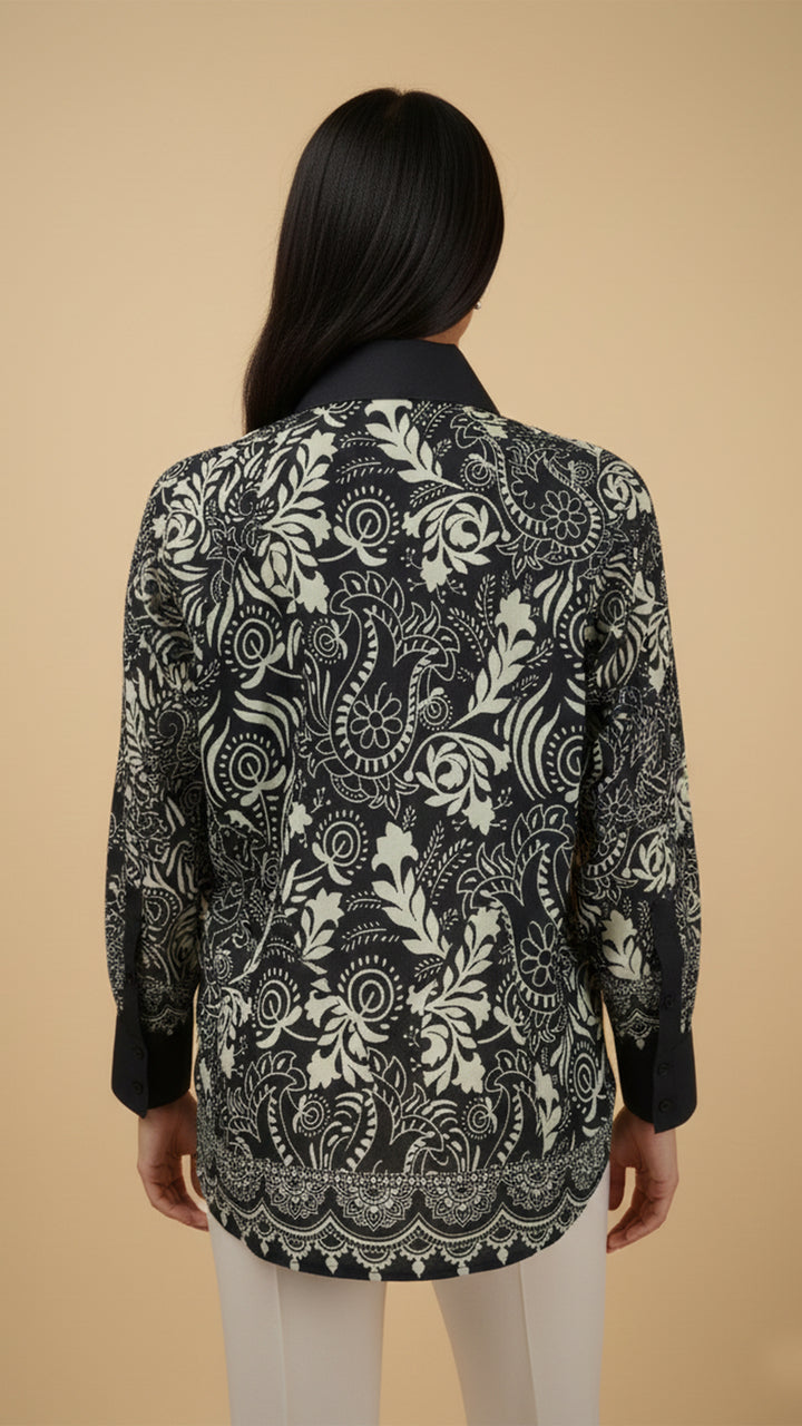 Noir Fleur Button-Down Shirt