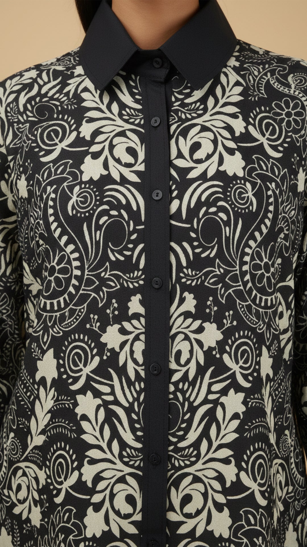 Noir Fleur Button-Down Shirt