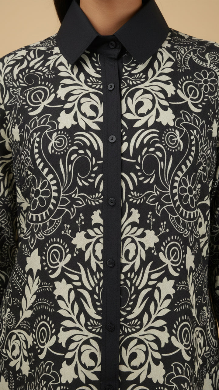 Noir Fleur Button-Down Shirt