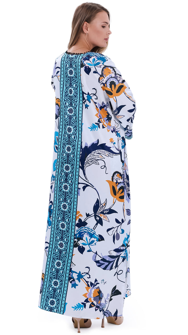 Sapphire Bloom Kaftan Dress