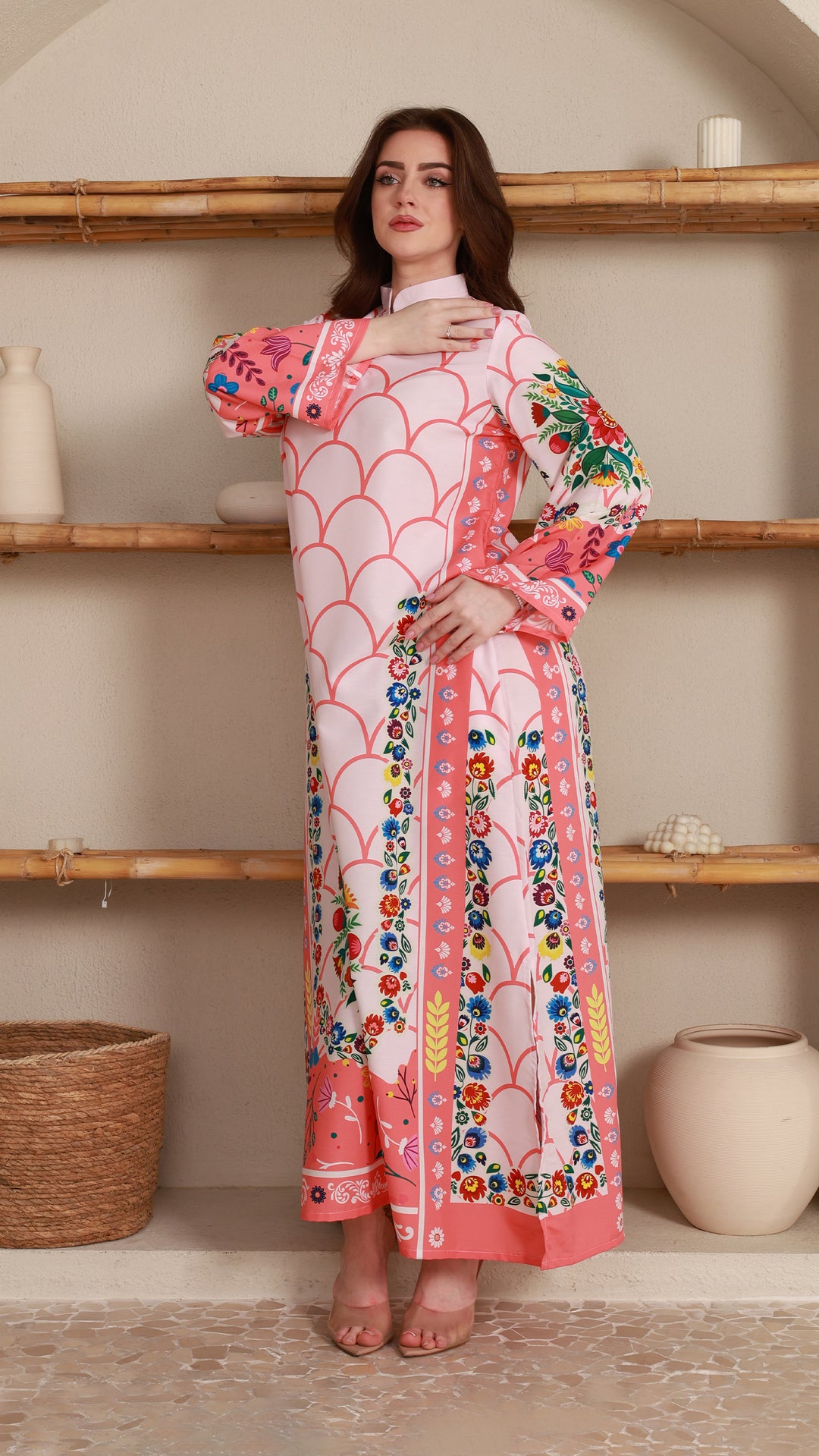 Vibrant Roselle Kaftan Dress