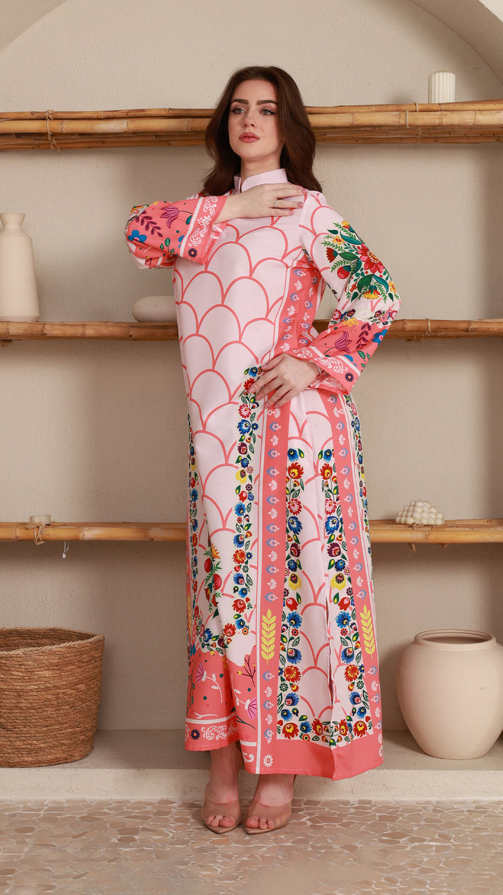 Vibrant Roselle Kaftan Dress