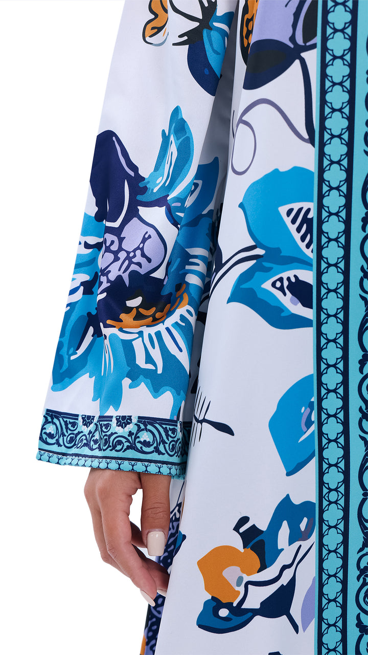 Sapphire Bloom Kaftan Dress