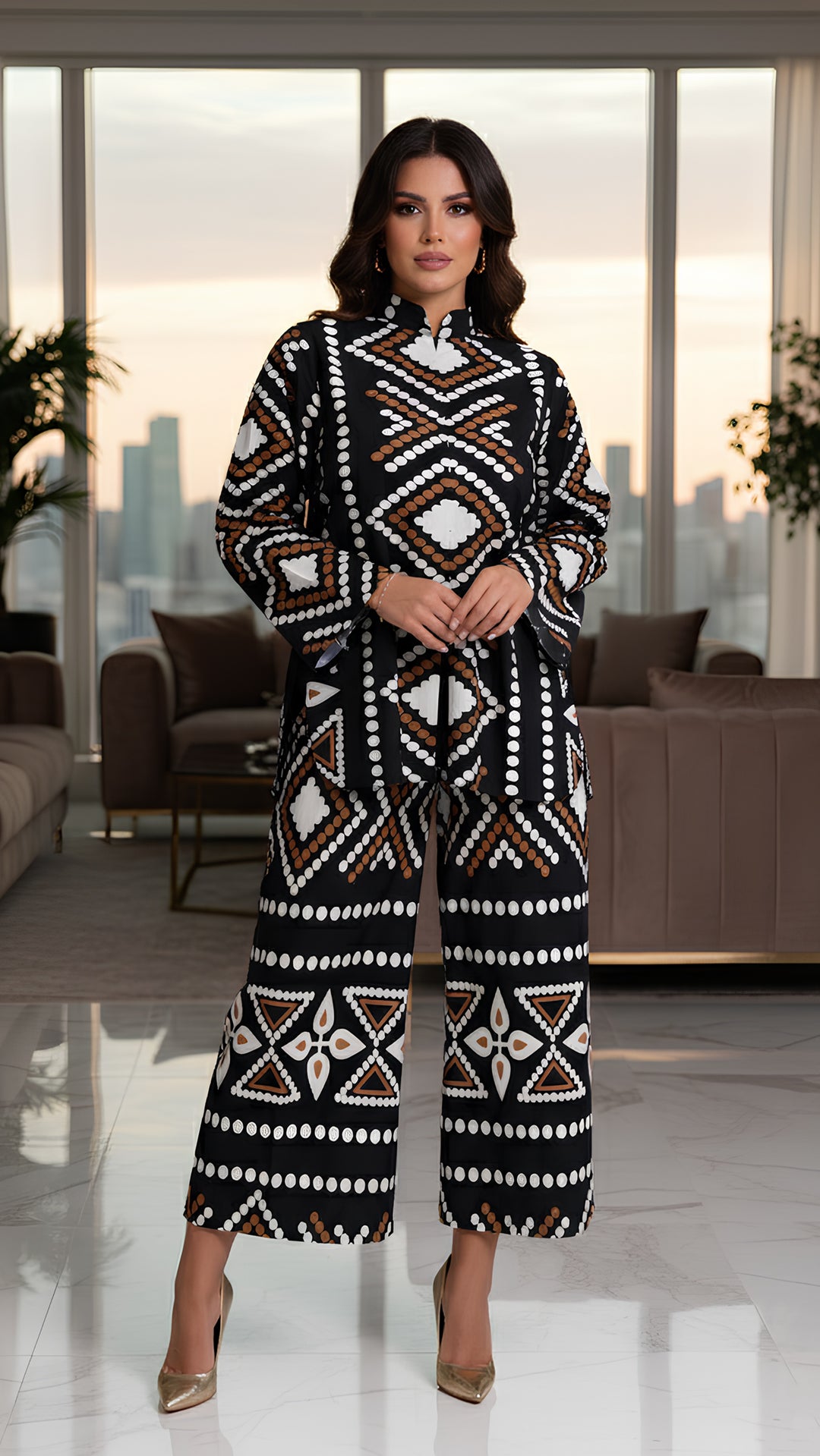 trendy black two piece set for women