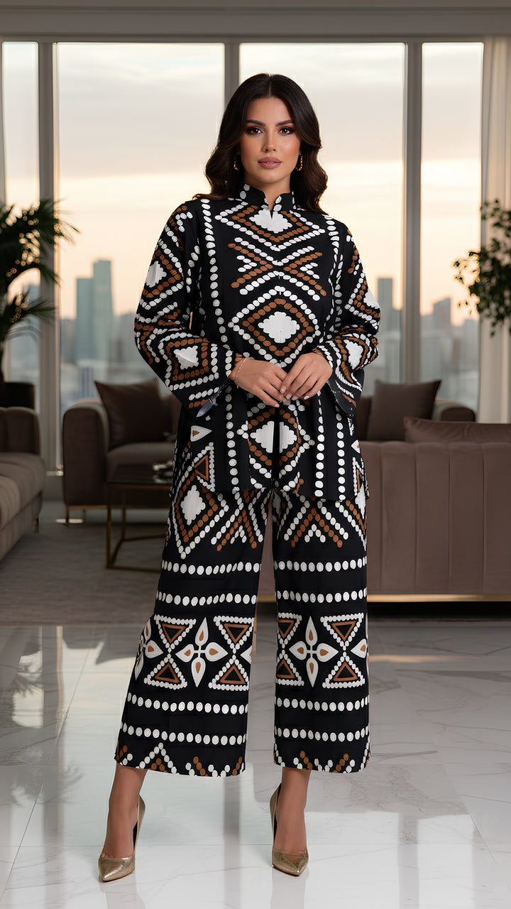 trendy black two piece set for women