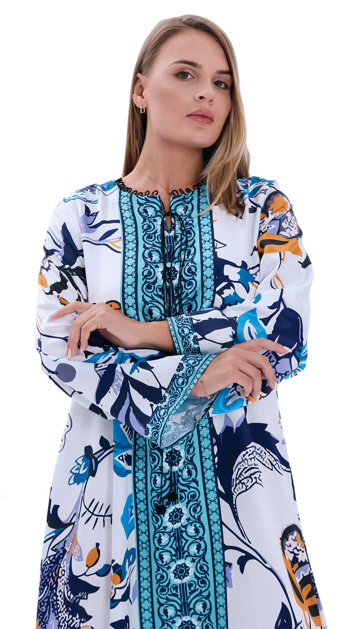 Sapphire Bloom Kaftan Dress