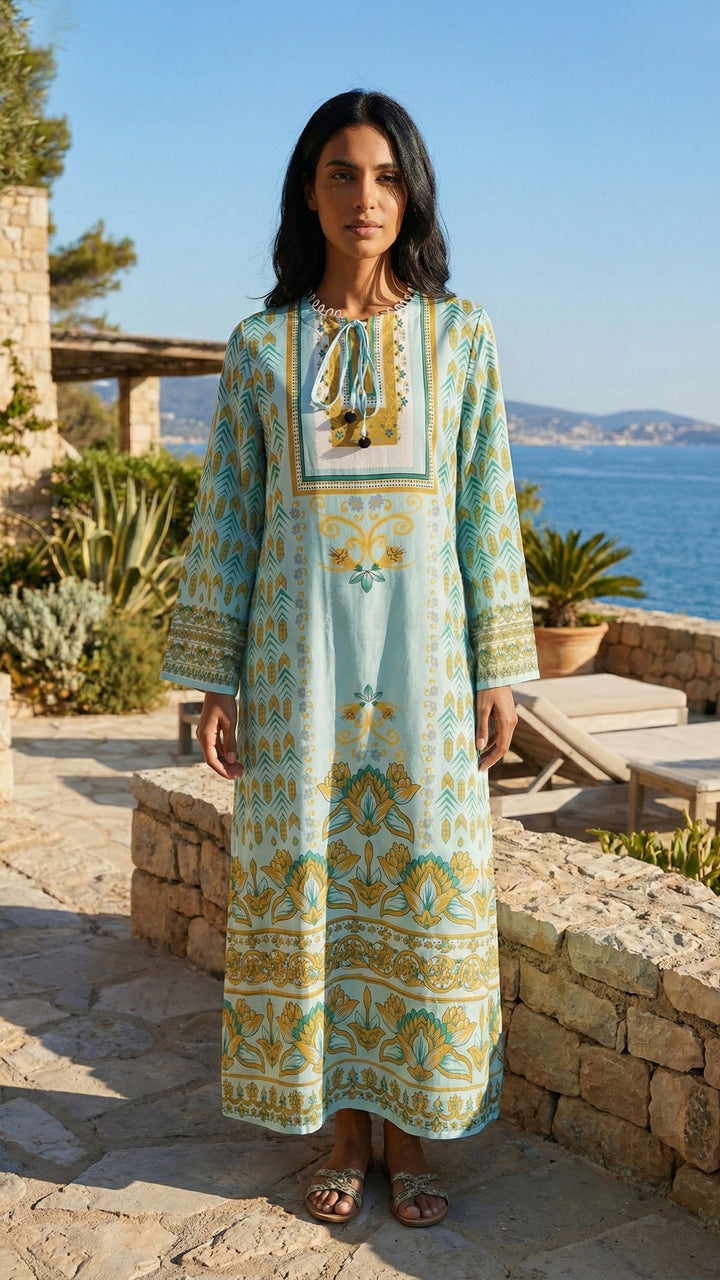 Verdant Dawn Kaftan Dress