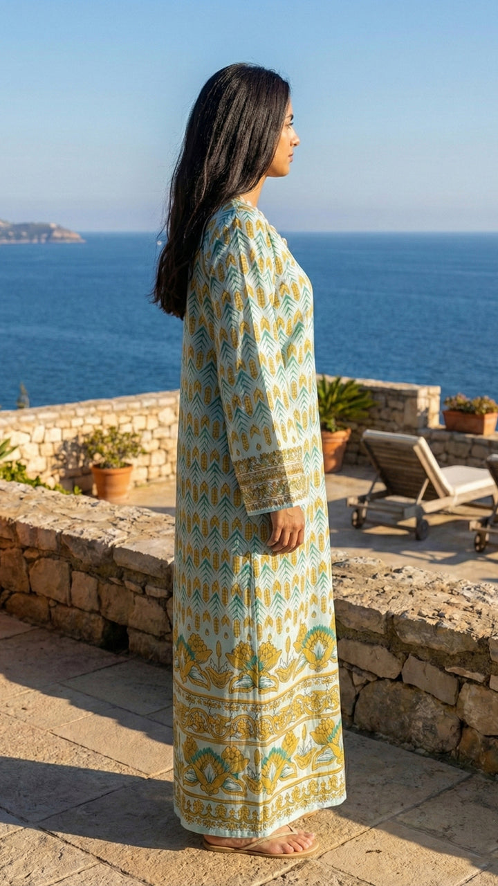 Verdant Dawn Kaftan Dress