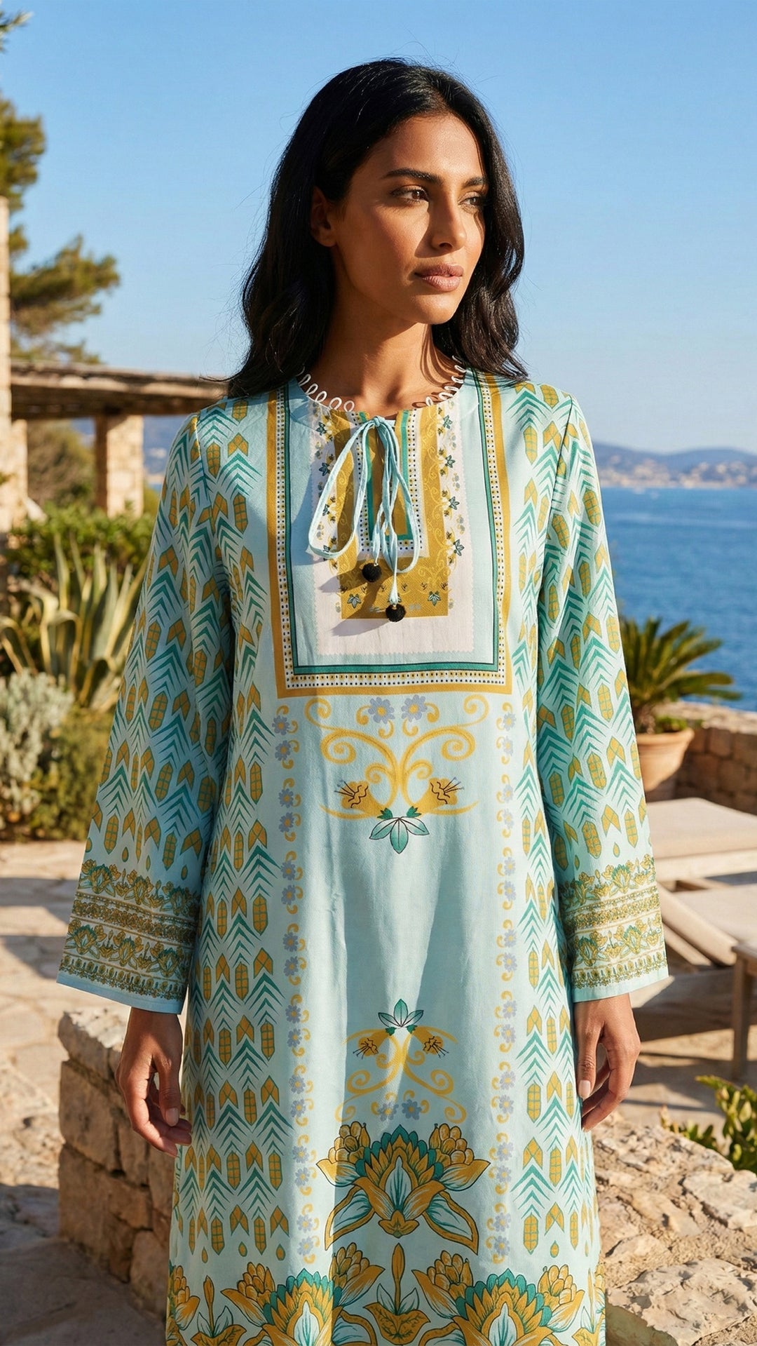 Verdant Dawn Kaftan Dress