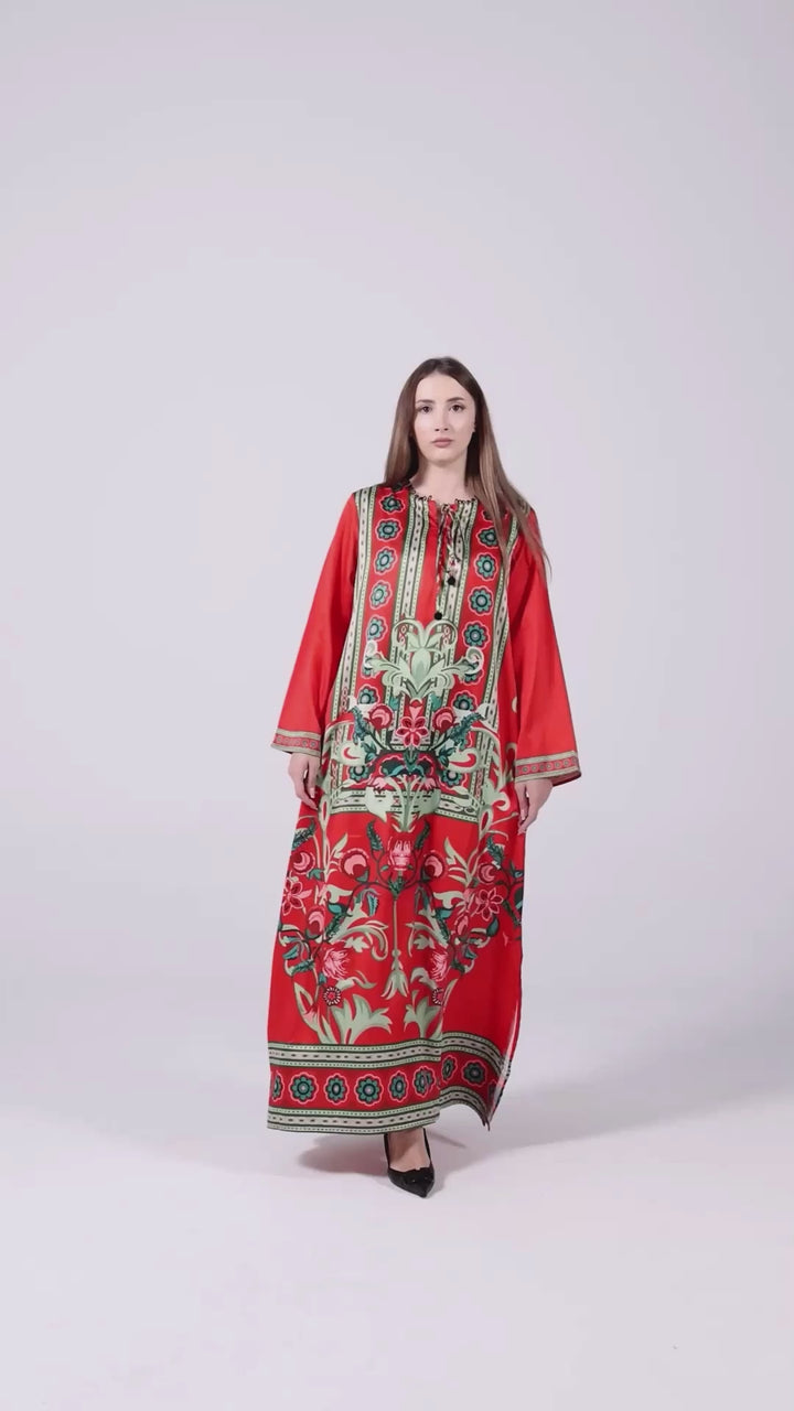 Crimson Mirage Kaftan Dress