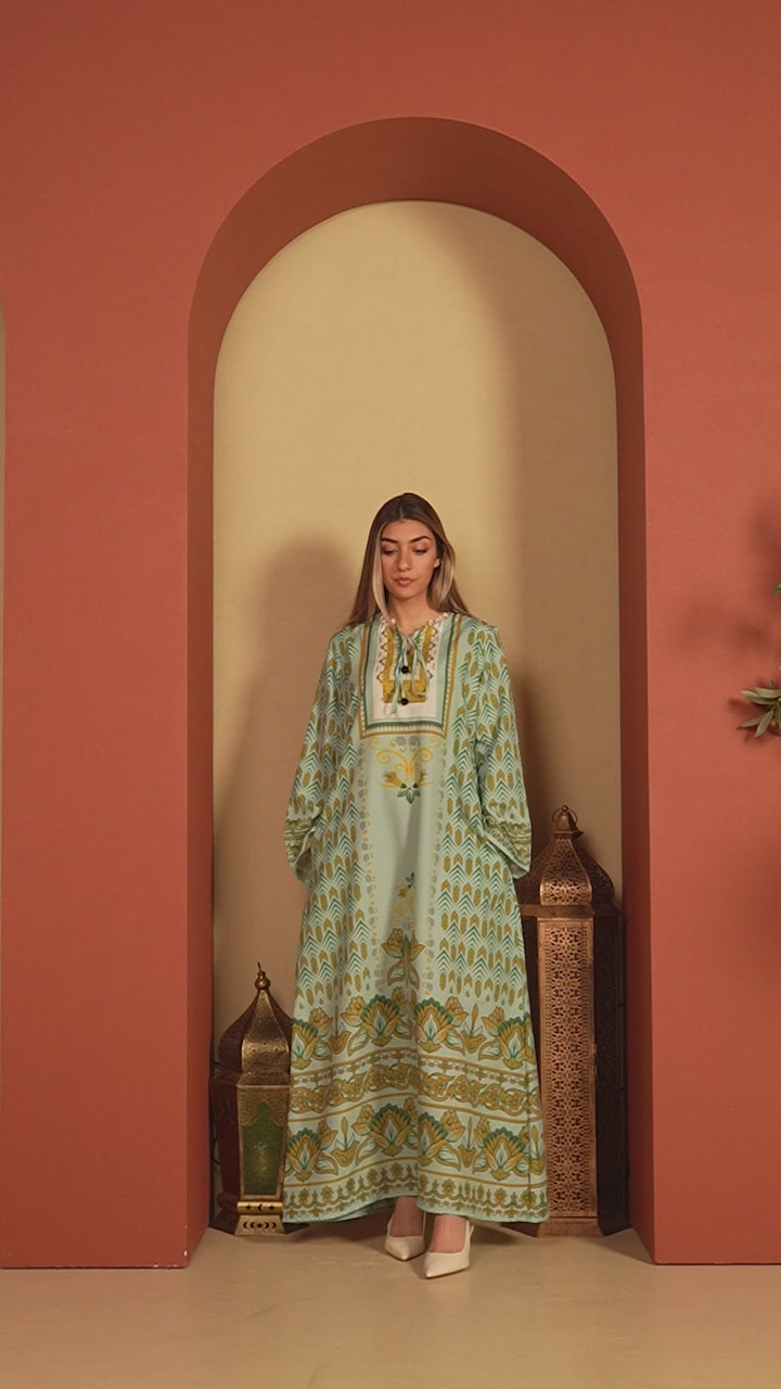 Verdant Dawn Kaftan Dress
