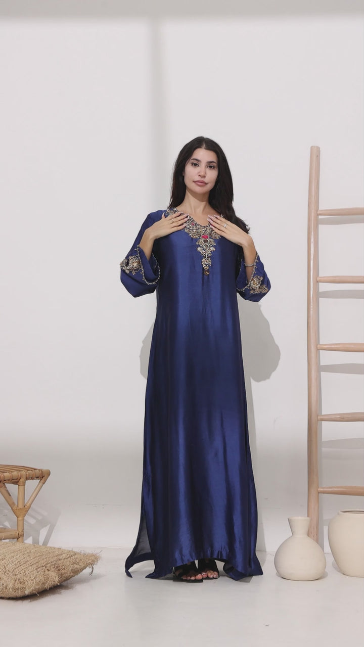 Sapphira Premium Lustrous Silk Kaftan