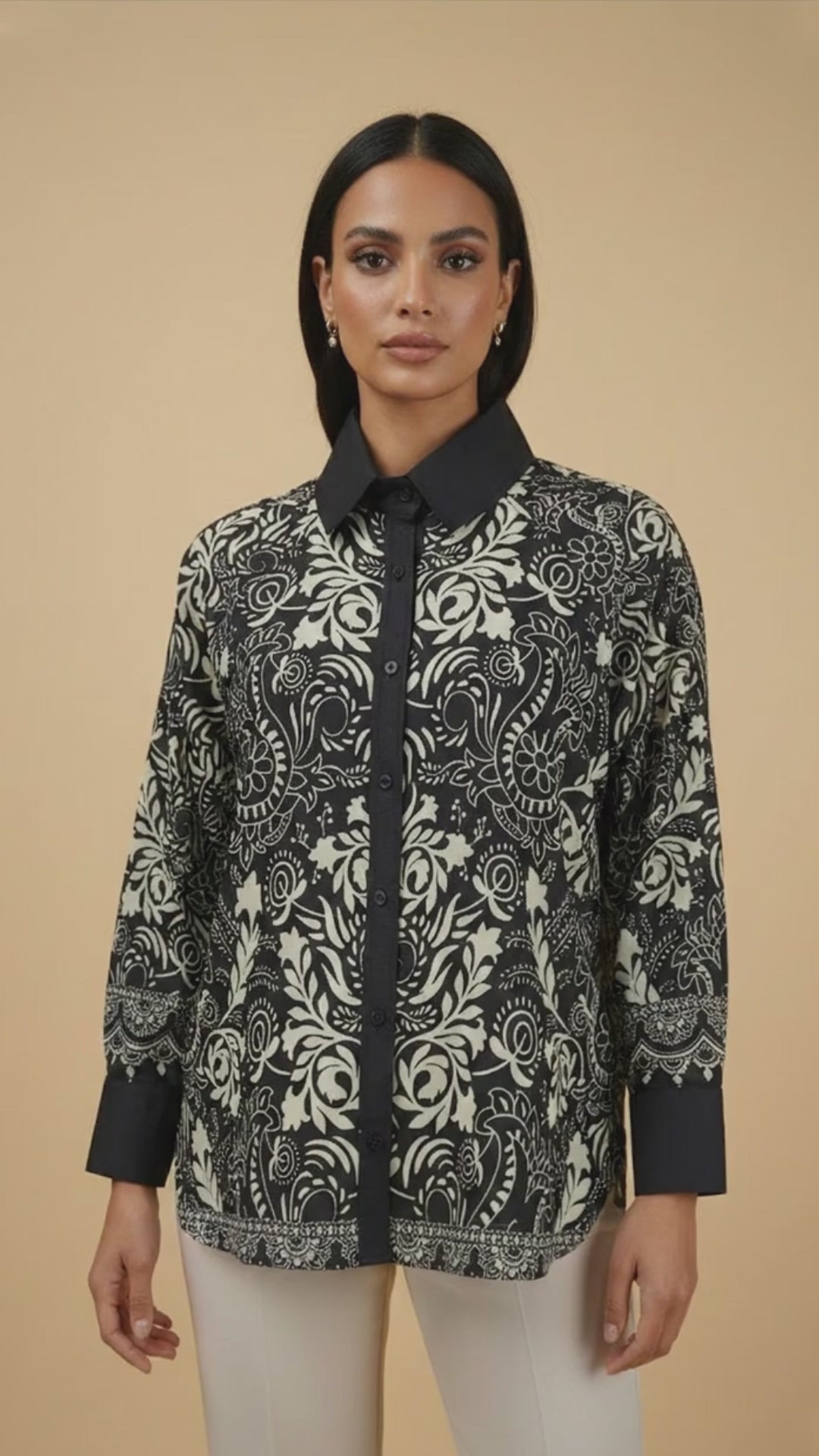 Noir Fleur Button-Down Shirt